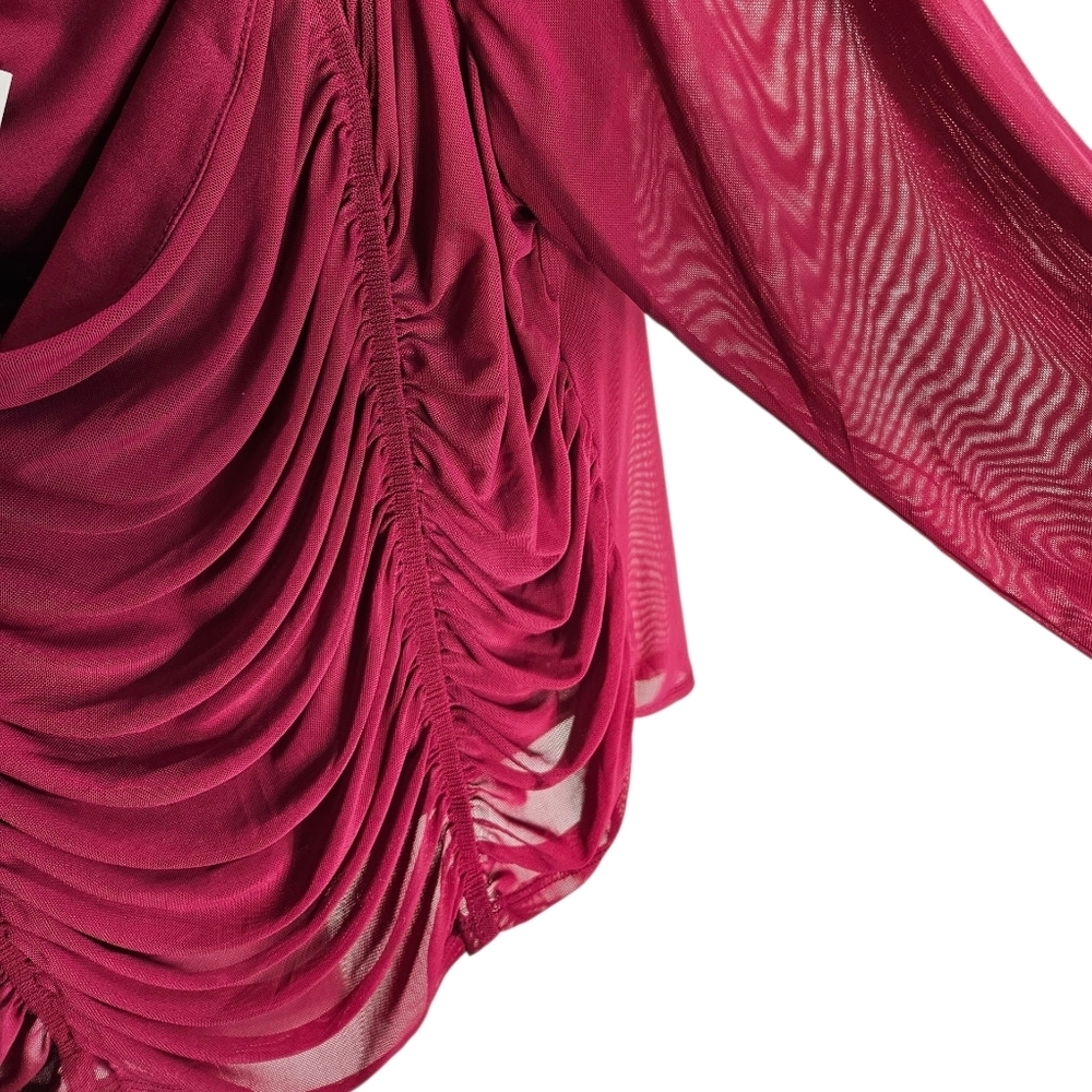 Bar III Plus Size Ruched Maroon Blouse, Size 3X - Picture 3 of 5